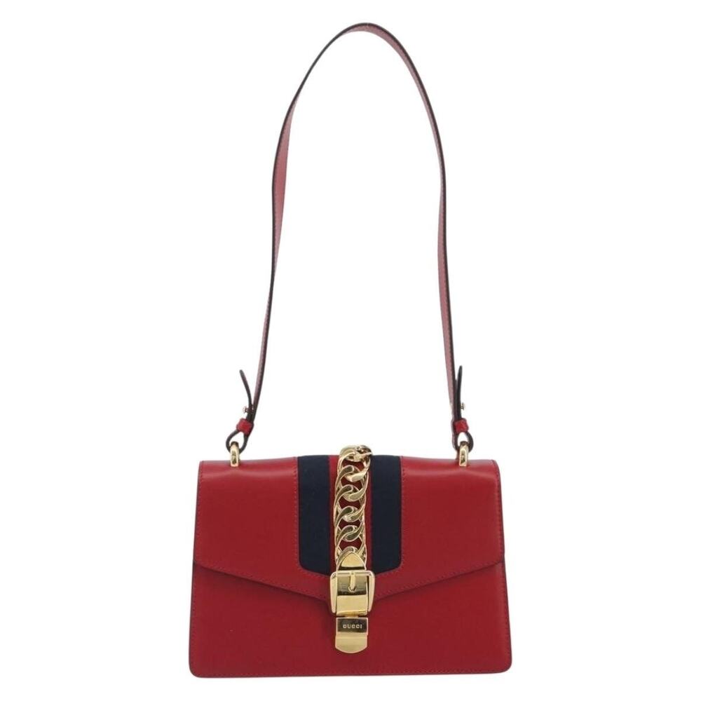 Gucci Web Silvi Shoulder Bag Red